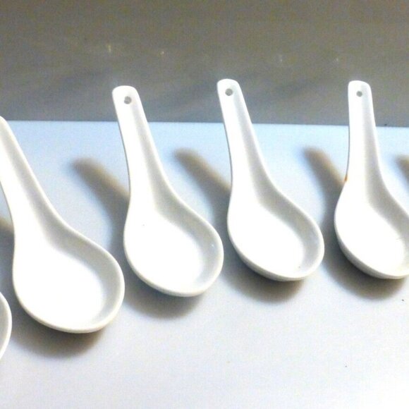 6x Royal Classic WON TON Soup SPOONS Durable Porcelain Chinse Spoons Japanese - Picture 1 of 8